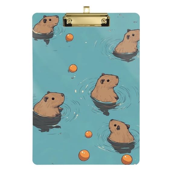 FORMRS Acrylic Clipboard with Low Profile Clip Standard A4 Letter Size, 12.5" x 9", Cartoon Capybaras
