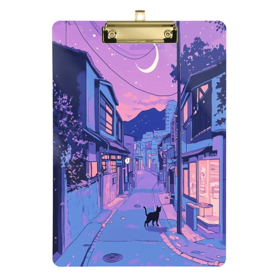 FORMRS Acrylic Clipboard with Low Profile Clip Standard A4 Letter Size, 12.5" x 9", Cat Walking in Street