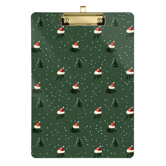 FORMRS Acrylic Clipboard with Low Profile Clip Standard A4 Letter Size, 12.5" x 9", Christmas Forest
