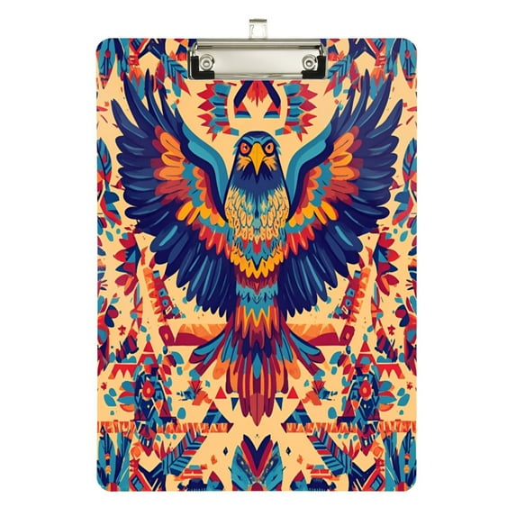 FORMRS Acrylic Clipboard with Low Profile Clip Standard A4 Letter Size, 12.5" x 9", Colorful Abstract Eagle