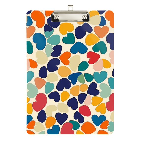 FORMRS Acrylic Clipboard with Low Profile Clip Standard A4 Letter Size, 12.5" x 9", Colorful Clover Pattern