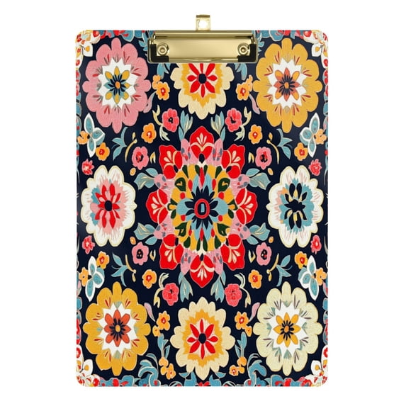 FORMRS Acrylic Clipboard with Low Profile Clip Standard A4 Letter Size, 12.5" x 9", Colorful Floral Pattern