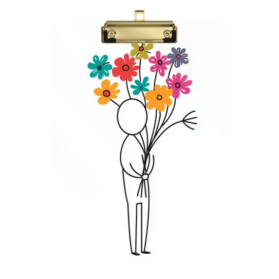 FORMRS Acrylic Clipboard with Low Profile Clip Standard A4 Letter Size, 12.5" x 9", Colorful Flower