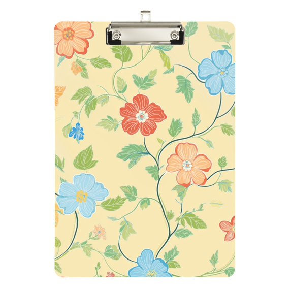 FORMRS Acrylic Clipboard with Low Profile Clip Standard A4 Letter Size, 12.5" x 9", Colorful Flower