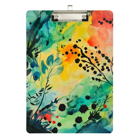 FORMRS Acrylic Clipboard with Low Profile Clip Standard A4 Letter Size, 12.5" x 9", Colorful Plants