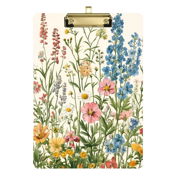 FORMRS Acrylic Clipboard with Low Profile Clip Standard A4 Letter Size, 12.5" x 9", Colorful Wildflowers