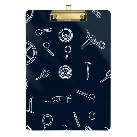 FORMRS Acrylic Clipboard with Low Profile Clip Standard A4 Letter Size, 12.5" x 9", Component Pattern