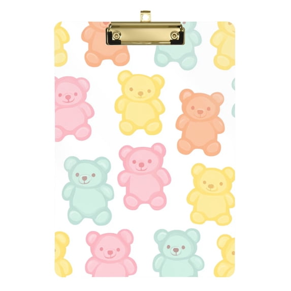 FORMRS Acrylic Clipboard with Low Profile Clip Standard A4 Letter Size, 12.5" x 9", Cute Gummy Bears Pattern