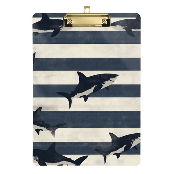 FORMRS Acrylic Clipboard with Low Profile Clip Standard A4 Letter Size, 12.5" x 9", Dark Sharks