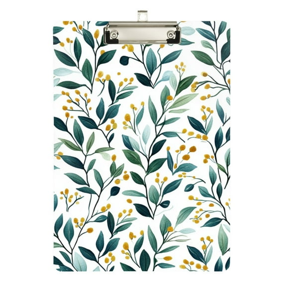 FORMRS Acrylic Clipboard with Low Profile Clip Standard A4 Letter Size, 12.5" x 9", Darker Leafy Pattern