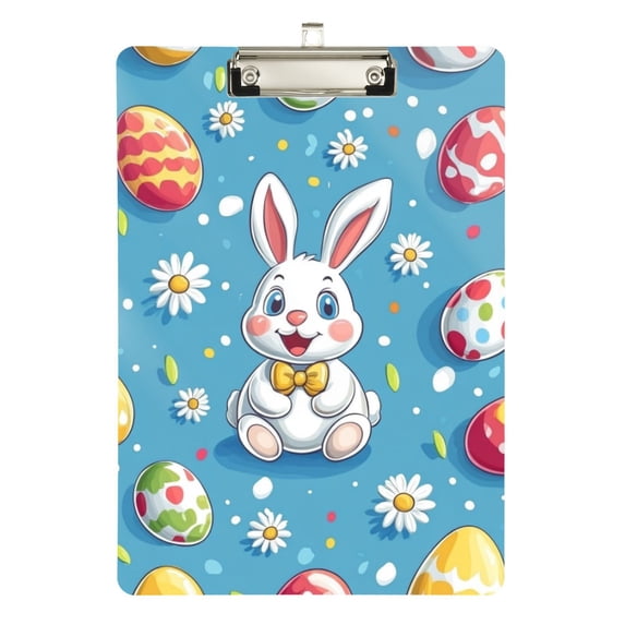 FORMRS Acrylic Clipboard with Low Profile Clip Standard A4 Letter Size, 12.5" x 9", Easter Bunny Pattern