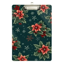 FORMRS Acrylic Clipboard with Low Profile Clip Standard A4 Letter Size, 12.5" x 9", Floral Christmas