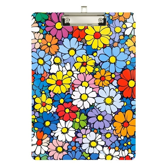 FORMRS Acrylic Clipboard with Low Profile Clip Standard A4 Letter Size, 12.5" x 9", Floral Fiesta