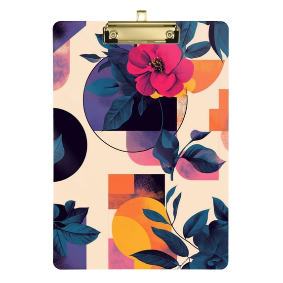 FORMRS Acrylic Clipboard with Low Profile Clip Standard A4 Letter Size, 12.5" x 9", Flowers Pattern Style