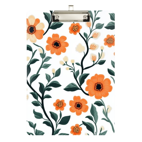 FORMRS Acrylic Clipboard with Low Profile Clip Standard A4 Letter Size, 12.5" x 9", Flowers Pattern