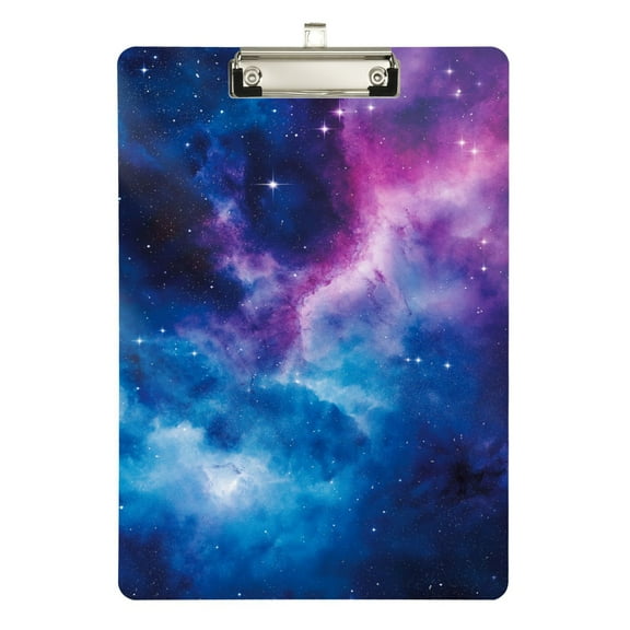 FORMRS Acrylic Clipboard with Low Profile Clip Standard A4 Letter Size, 12.5" x 9", Galaxy Pattern