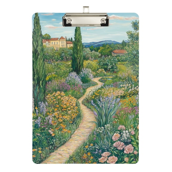 FORMRS Acrylic Clipboard with Low Profile Clip Standard A4 Letter Size, 12.5" x 9", Garden Scene