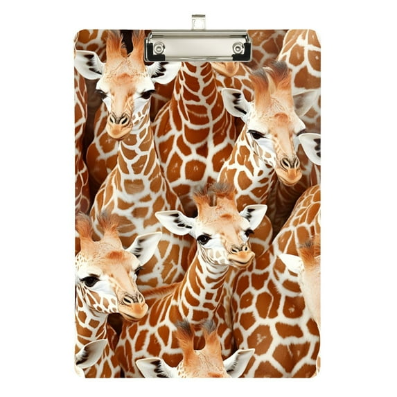 FORMRS Acrylic Clipboard with Low Profile Clip Standard A4 Letter Size, 12.5" x 9", Giraffe Head Pattern