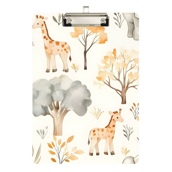 FORMRS Acrylic Clipboard with Low Profile Clip Standard A4 Letter Size, 12.5" x 9", Giraffe Tree Pattern