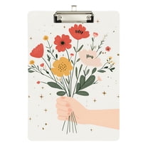 FORMRS Acrylic Clipboard with Low Profile Clip Standard A4 Letter Size, 12.5" x 9", Gray Cute Flower