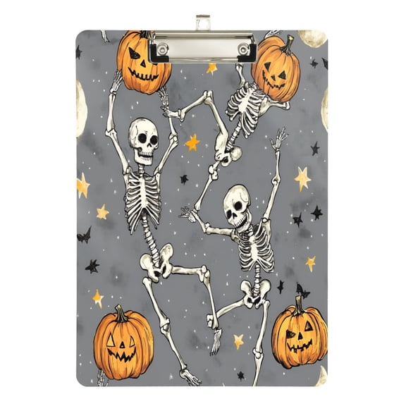 FORMRS Acrylic Clipboard with Low Profile Clip Standard A4 Letter Size, 12.5" x 9", Gray Halloween Dancing