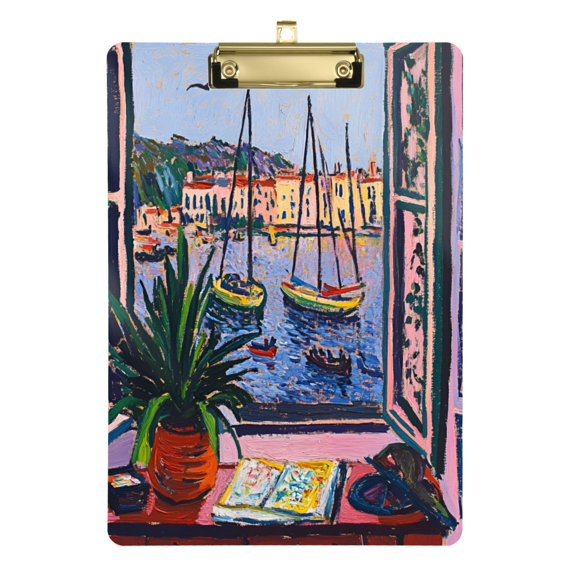 FORMRS Acrylic Clipboard with Low Profile Clip Standard A4 Letter Size, 12.5" x 9", Green Boat
