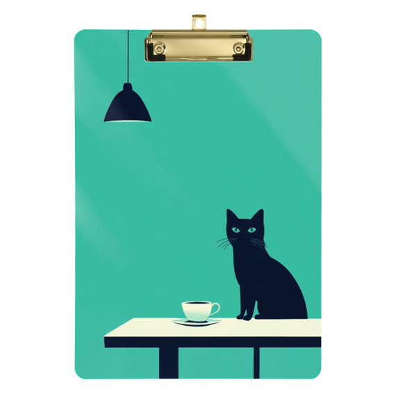 FORMRS Acrylic Clipboard with Low Profile Clip Standard A4 Letter Size, 12.5" x 9", Green Cat