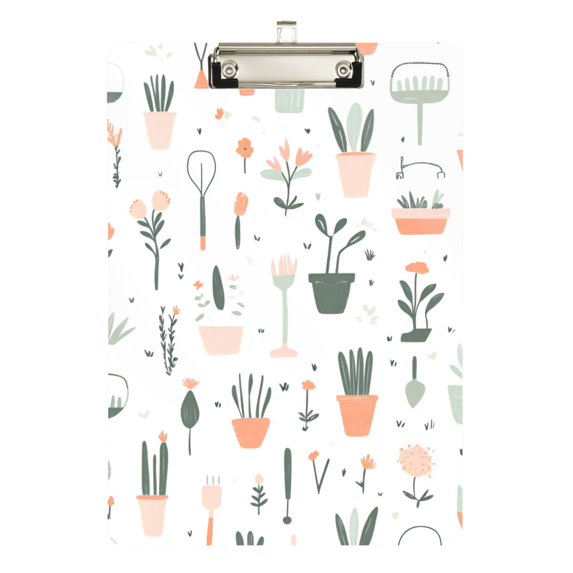 FORMRS Acrylic Clipboard with Low Profile Clip Standard A4 Letter Size, 12.5" x 9", Green Garden Pattern