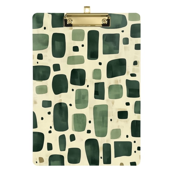 FORMRS Acrylic Clipboard with Low Profile Clip Standard A4 Letter Size, 12.5" x 9", Green Geometric