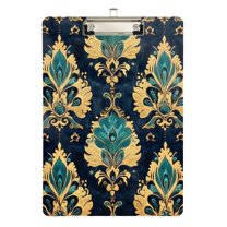 FORMRS Acrylic Clipboard with Low Profile Clip Standard A4 Letter Size, 12.5" x 9", Green Peacock Pattern
