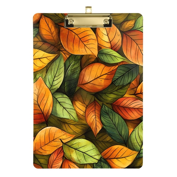 FORMRS Acrylic Clipboard with Low Profile Clip Standard A4 Letter Size, 12.5" x 9", Green Retro Leaves