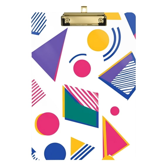 FORMRS Acrylic Clipboard with Low Profile Clip Standard A4 Letter Size, 12.5" x 9", Green Retro Shapes