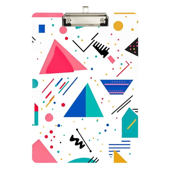 FORMRS Acrylic Clipboard with Low Profile Clip Standard A4 Letter Size, 12.5" x 9", Green Retro Triangles
