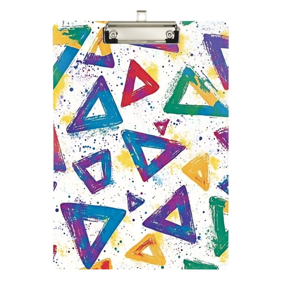 FORMRS Acrylic Clipboard with Low Profile Clip Standard A4 Letter Size, 12.5" x 9", Green Simple Triangles