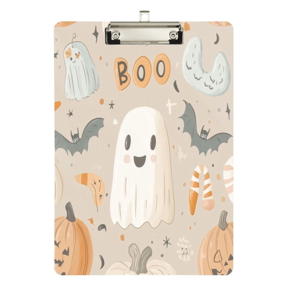 FORMRS Acrylic Clipboard with Low Profile Clip Standard A4 Letter Size, 12.5" x 9", Halloween Ghosts