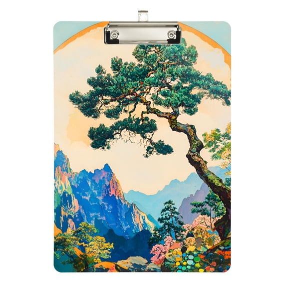 FORMRS Acrylic Clipboard with Low Profile Clip Standard A4 Letter Size, 12.5" x 9", Large Pine Tree
