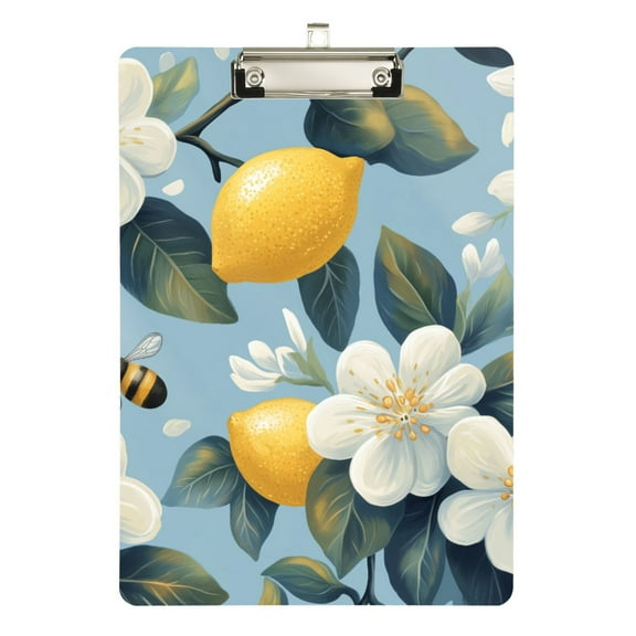 FORMRS Acrylic Clipboard with Low Profile Clip Standard A4 Letter Size, 12.5" x 9", Lemon Pattern