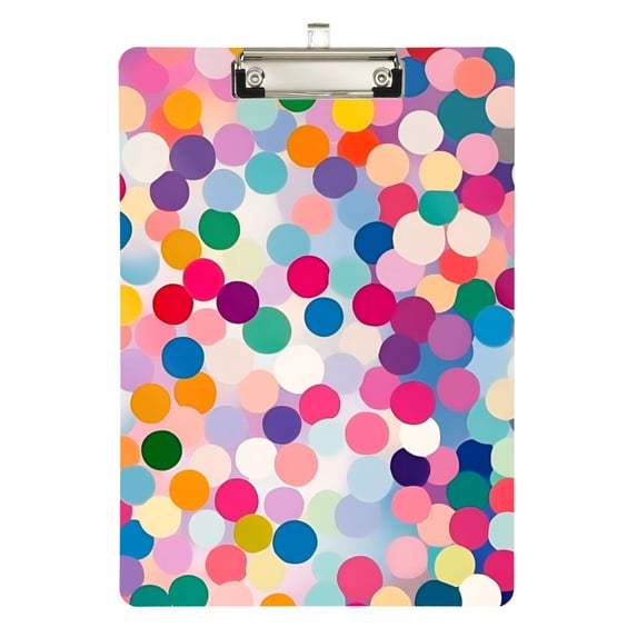 FORMRS Acrylic Clipboard with Low Profile Clip Standard A4 Letter Size, 12.5" x 9", Light Colorful Circles