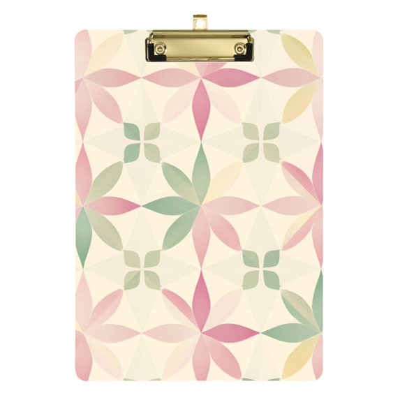 FORMRS Acrylic Clipboard with Low Profile Clip Standard A4 Letter Size, 12.5" x 9", Light Pink Geometric