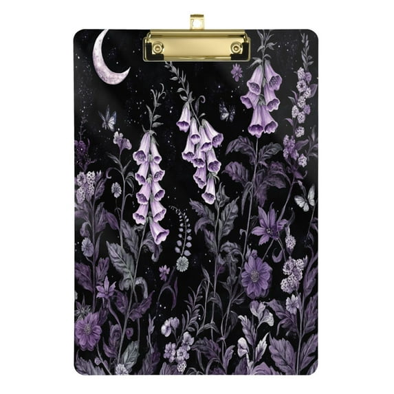 FORMRS Acrylic Clipboard with Low Profile Clip Standard A4 Letter Size, 12.5" x 9", Light Purple Flowers