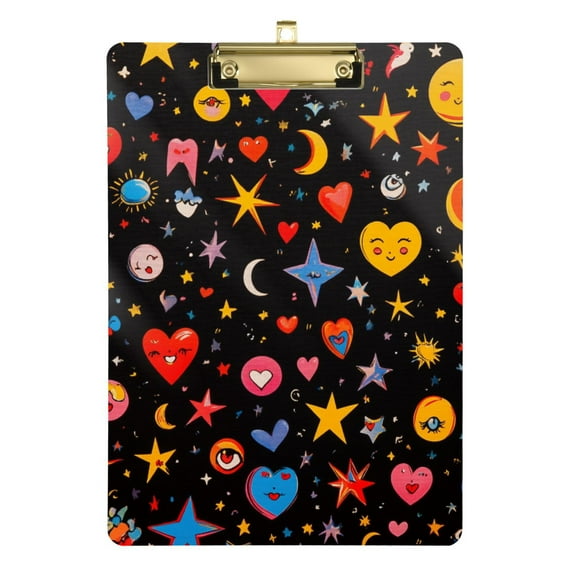 FORMRS Acrylic Clipboard with Low Profile Clip Standard A4 Letter Size, 12.5" x 9", Moon Pattern