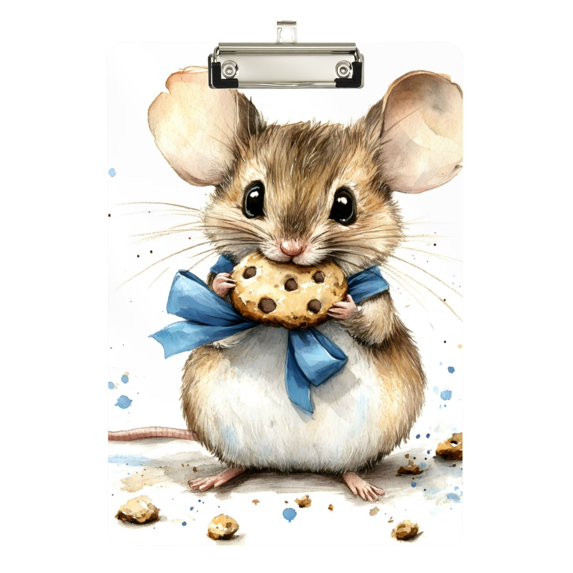 FORMRS Acrylic Clipboard with Low Profile Clip Standard A4 Letter Size, 12.5" x 9", Mouse Eats Cookies