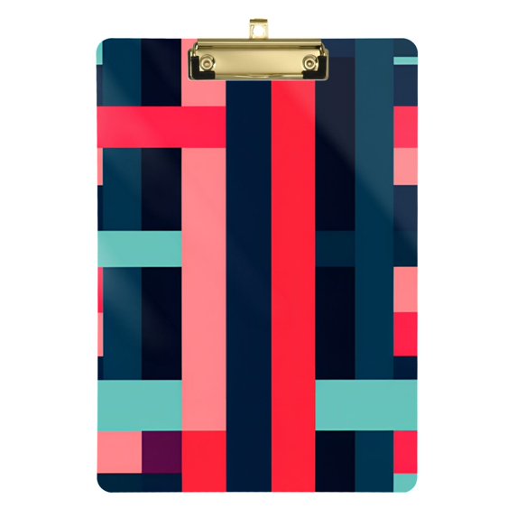 FORMRS Acrylic Clipboard with Low Profile Clip Standard A4 Letter Size, 12.5" x 9", Navy Blue Stripes