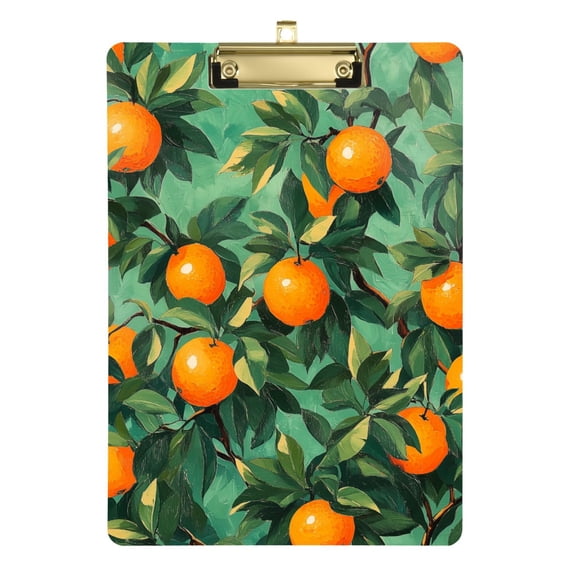 FORMRS Acrylic Clipboard with Low Profile Clip Standard A4 Letter Size, 12.5" x 9", Orange Tree Pattern