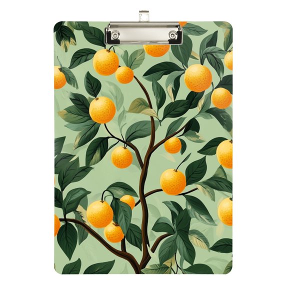 FORMRS Acrylic Clipboard with Low Profile Clip Standard A4 Letter Size, 12.5" x 9", Orange Tree
