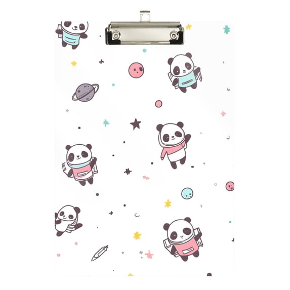 FORMRS Acrylic Clipboard with Low Profile Clip Standard A4 Letter Size, 12.5" x 9", Panda Pattern