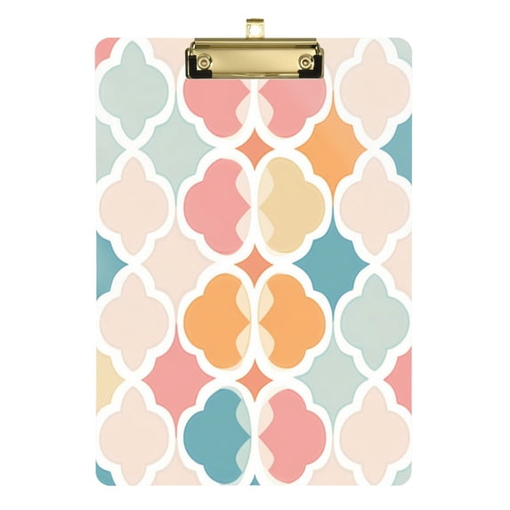 FORMRS Acrylic Clipboard with Low Profile Clip Standard A4 Letter Size, 12.5" x 9", Pink Abstract Pattern