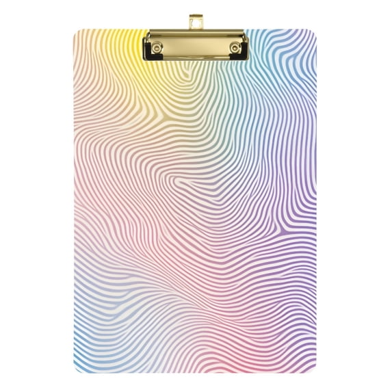 FORMRS Acrylic Clipboard with Low Profile Clip Standard A4 Letter Size, 12.5" x 9", Pink Wavy Striped