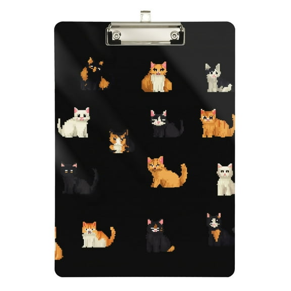 FORMRS Acrylic Clipboard with Low Profile Clip Standard A4 Letter Size, 12.5" x 9", Pixel Cat
