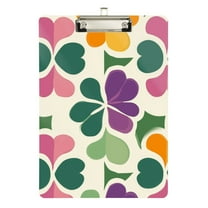 FORMRS Acrylic Clipboard with Low Profile Clip Standard A4 Letter Size, 12.5" x 9", Purple Clover Pattern